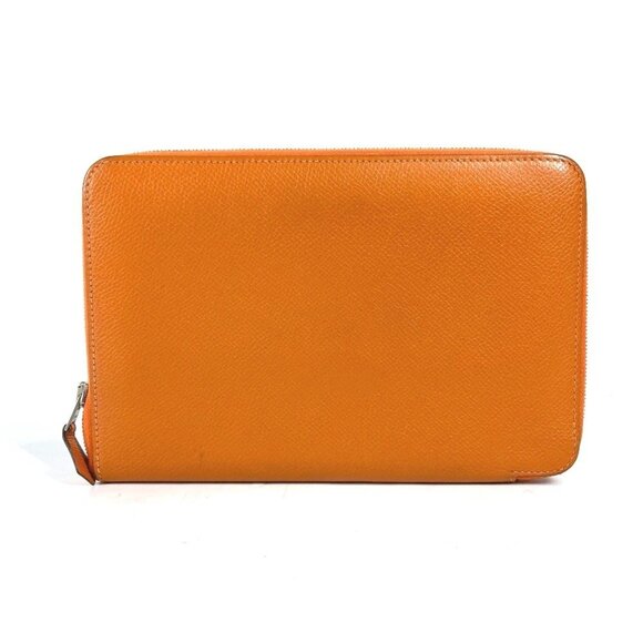 HERMES Orange Leather Wallet - Picture 1 of 16